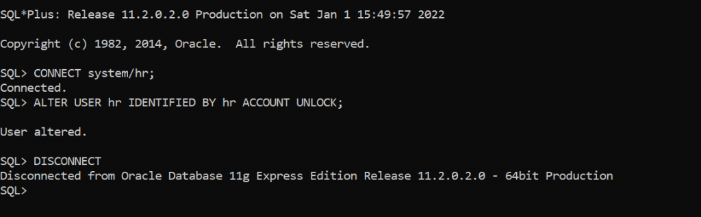 Disconnect Database Working with SQL in Oracle – My Reference