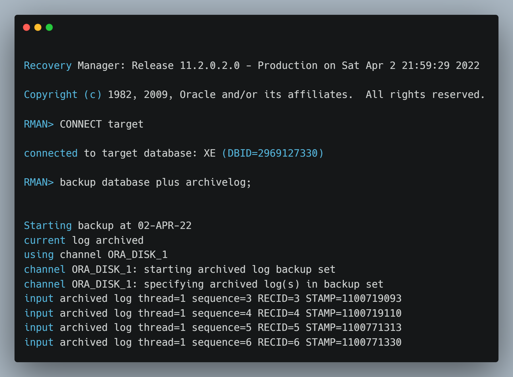 Database Backup – My Reference